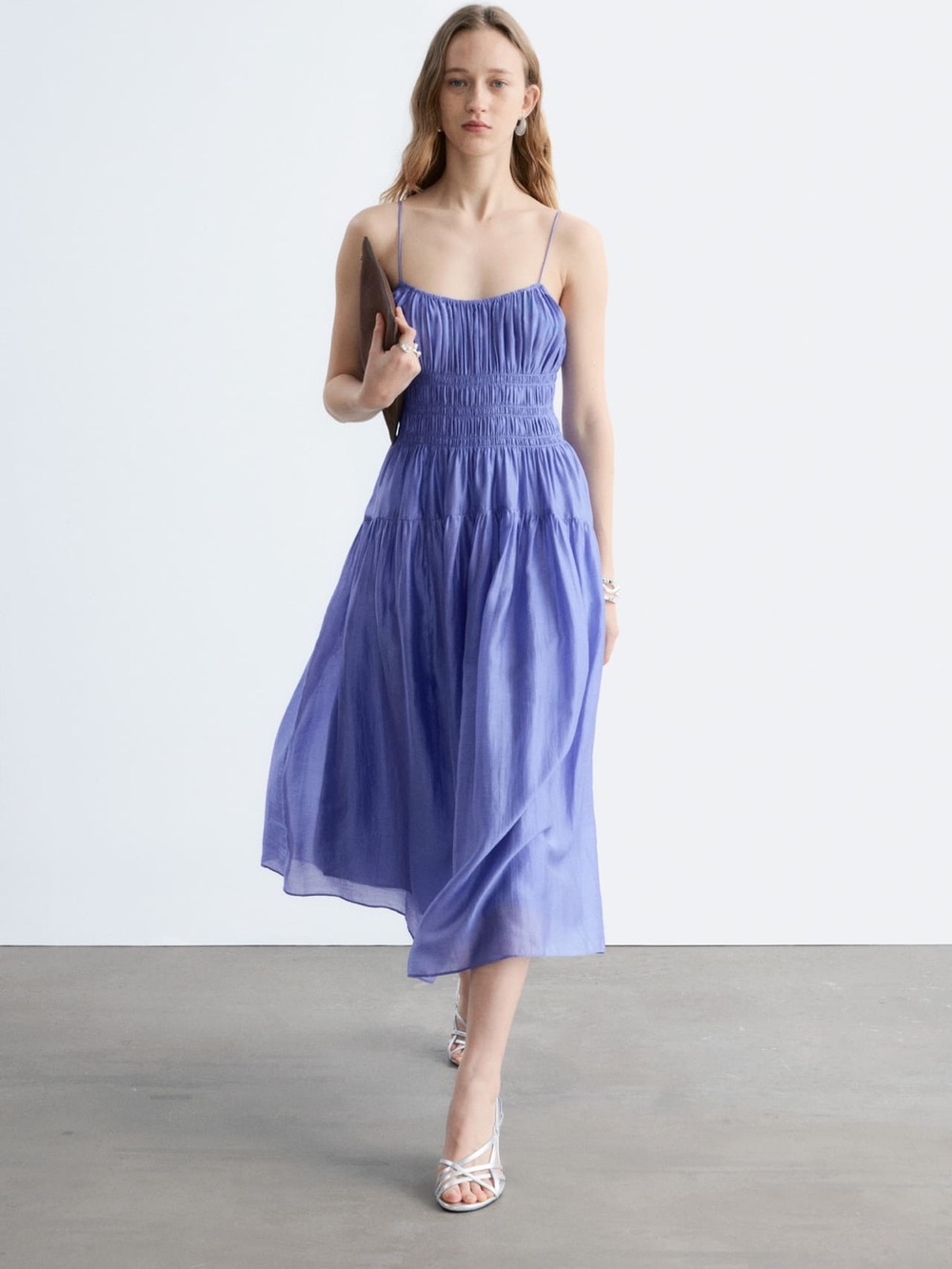 & Other Stories ruched blue dress, Size S